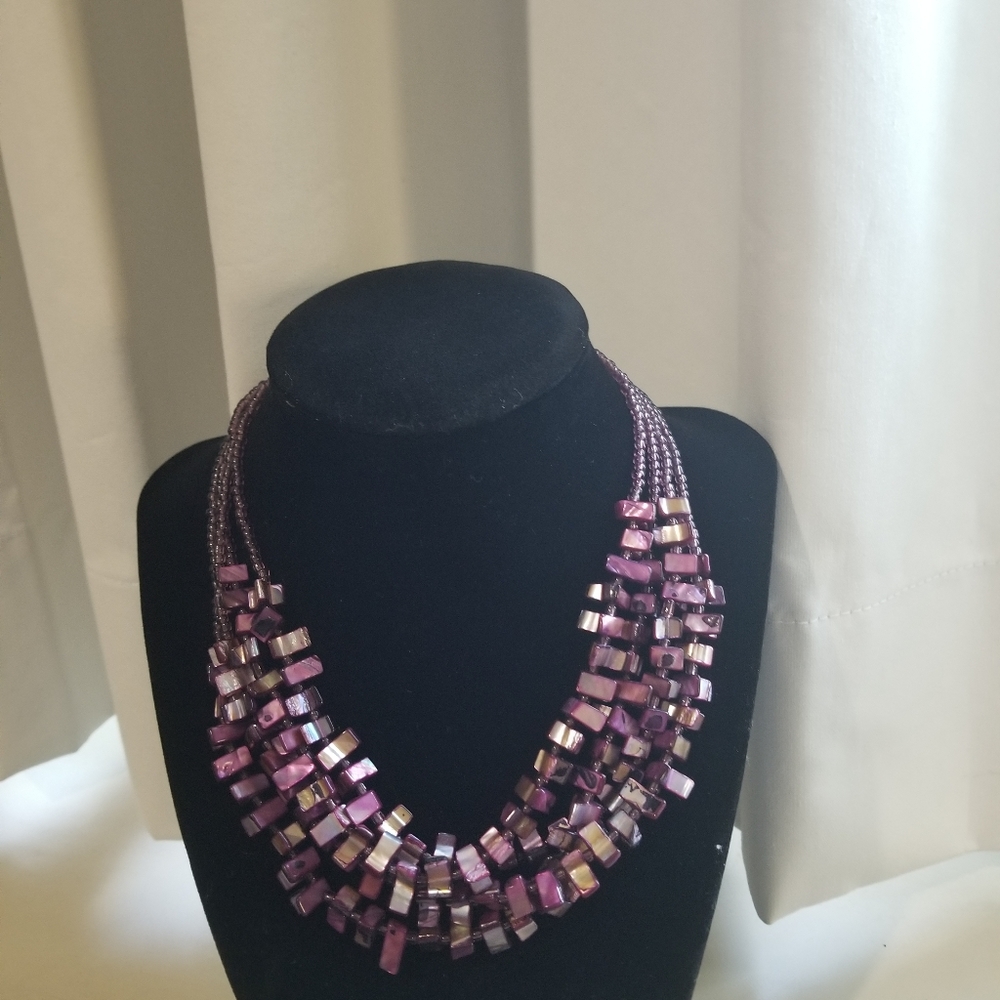 Purple beaded statement necklace